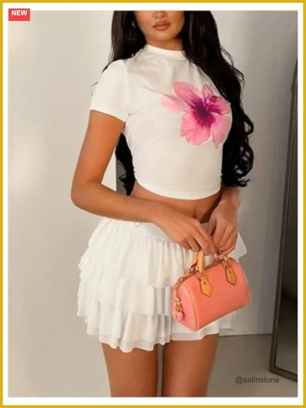 Y2K Tiered Ruffle Mini Skirt High Stretch A-Line Flowy Flare Skirt